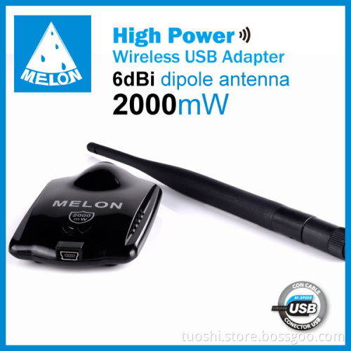Melon 2000mW ralink wifi usb adapter 6dbi , 150Mbps Model N2000